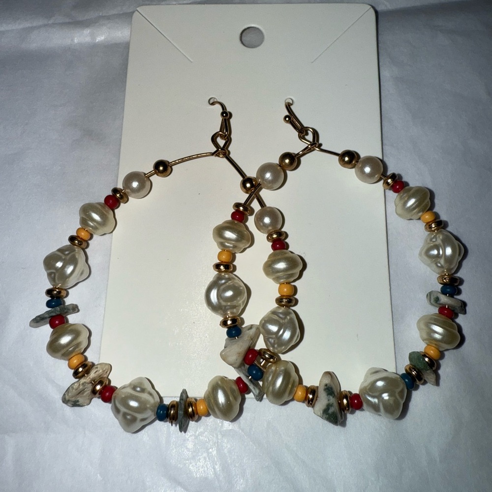 Elegant Multicolor Beaded Hoop Earrings